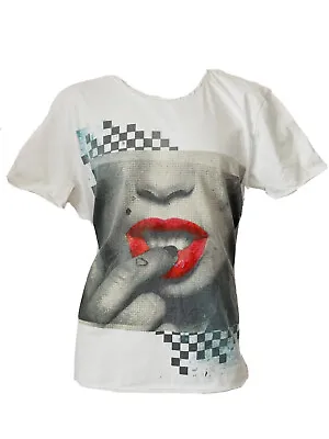 Buy Amplified T Shirt Top Sexy Lips Saint & Sinners Sz L Pin Up Here Come The Girls • 9.99£