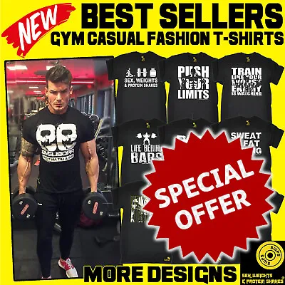 Buy Gym Bodybuilding T Shirt Fitness Training Workout Funny  Body Building T-shirts • 10.95£
