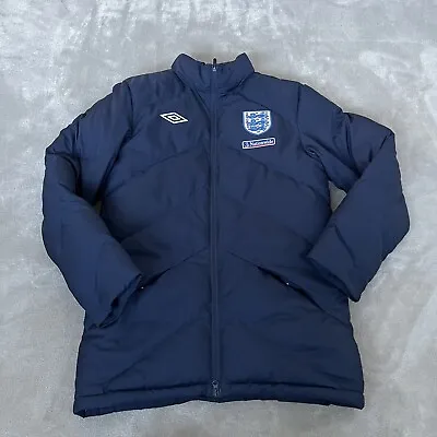 Buy Umbro England Team Puffer Coat Jacket Small Blue Football Soccer Mens • 49.99£