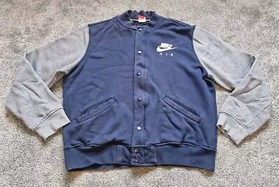 Buy Nike Air Large Navy Grey Baseball Varsity Style Jacket Button Up Soft RRP £59.99 • 15.25£