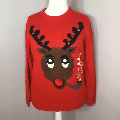 Buy Cedarwood Christmas Rudolf Jumper Jingle Red Size XL  • 7.99£