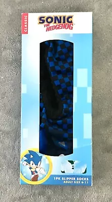Buy MISIRLI Sega SONIC THE HEDGEHOG Fleece SLIPPER SOCKS Adult 6-11 BLUE/BLACK Bnib • 5.99£