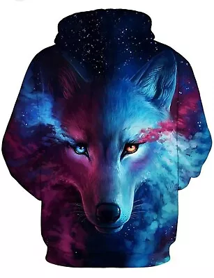 Buy 3D Wolf Wild Animal Girls Boys Unisex Kids Hoodie Hooded Jumper Top 13 - 14 Yrs • 5.50£