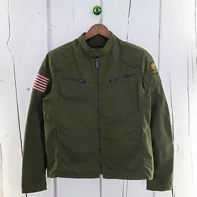 Buy Denim & Supply Ralph Lauren Women L Jacket Military USA Flag Patch Green Zipped • 93.55£