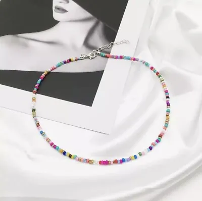 Buy Colourful Beads Chain Choker Necklace Trendy Y2k Beach Summer Jewellery • 1.99£
