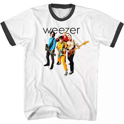 Buy Weezer Band With Bass & Guitars Men's Ringer T Shirt Rock Music Merch • 43.81£