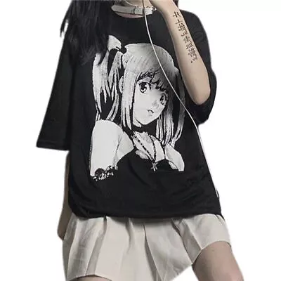 Buy Goth Women T Shirt Loose T-shirt Punk Ladies Gothic Tops Harajuku Anime Clothes • 6.83£