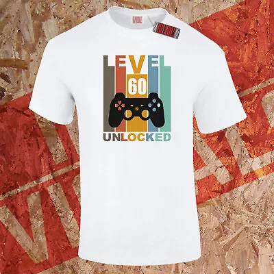 Buy Level 60 Unlocked T-Shirt Personalised 60th Birthday Gifts Gamer Mens Dad Unisex • 9.95£