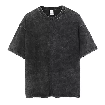 Buy Men Women Short Sleeve Washed T Shirt Retro Street Hip Hop Casual Tops • 17.53£
