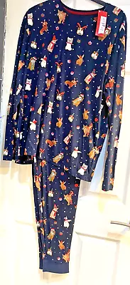 Buy Cute M&S Unisex Animal Christmas Pyjama Set Navy/Multi Size XL 44-46  BNWT • 20£
