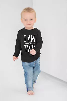 Buy I Am Two 2nd Birthday Kids LONG SLEEVE T-shirt Birthday 2 Childs Age 2 Year • 11.70£