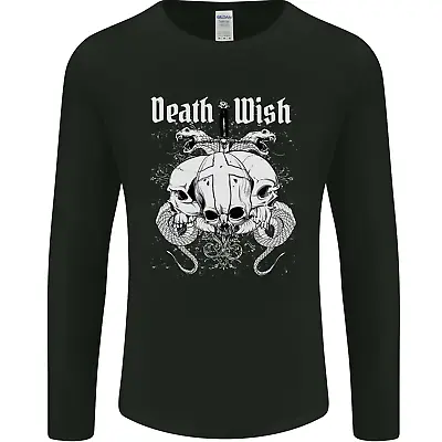 Buy Death Wish Skulls Snakes Biker Gothic Demon Mens Long Sleeve T-Shirt • 10.99£