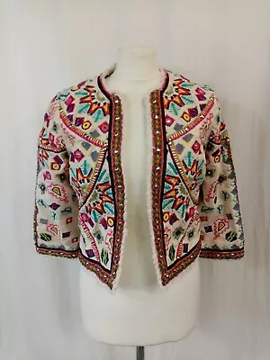 Buy Monsoon Ladies Jacket Size 8 Multicoloured Tribal Pattern Fully Lined  • 15£