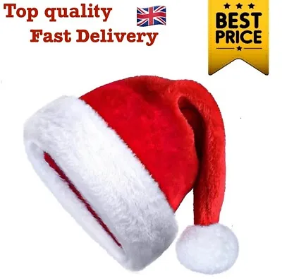 Buy Christmas Santa Hat Adult Kid Warm Red And White Festive Classic Soft Velvet Hat • 3.69£