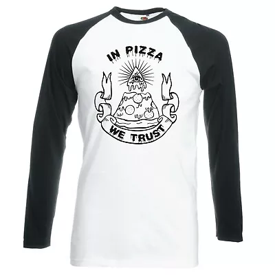 Buy Funny  In Pizza We Trust  Raglan Longsleeve Baseball T-shirt • 16.99£