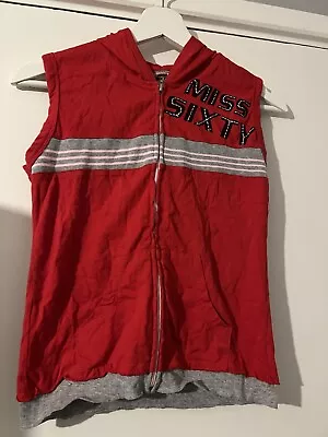 Buy Miss Sixty Red Sleeveless Hoodie Size Small 8-10 • 33£
