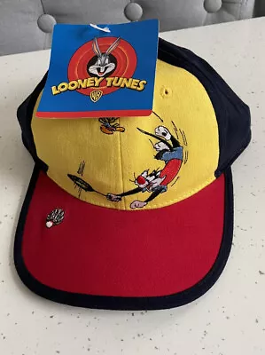 Buy Looney Tunes - Vintage Red & Yellow Cap - Badminton Sylvester Tweety - NWT 1998  • 14.99£