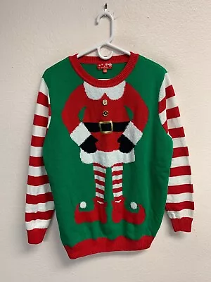 Buy Holly Jolly Unisex Christmas Sweater Size XL Women's Large Men's Green Santa • 8.64£
