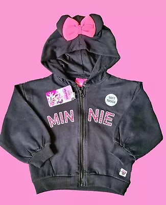 Buy New Girls Minnie Mouse Jacket Bow Hood Pink/black Ex Store 3-4-5-6-7 Years • 8.49£