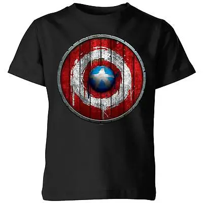 Buy MARVEL CAPTAIN AMERICA WOODEN SHIELD T-shirt - Size Kids Age 11-12 ***NEW Tee*** • 4.99£