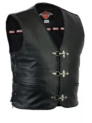 Buy Quality Classic Leather Cut Motorbike Motorcycle Biker Waistcoat Vest Jacket • 49.99£