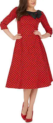 Buy Polka Dot Vintage 1950's Rockabilly Party Wedding Evening Dress Prom Size 8-24 • 13.99£