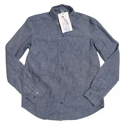 Buy Women's Size Medium 100% Cotton Blue Chambray Button Down Blouse NWT • 9.44£