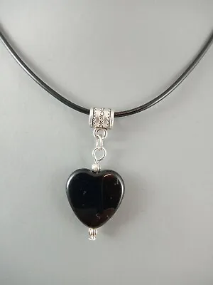 Buy Black Goth Heart On Cord Necklace Valentine's Love Emo Gothic Jewellery • 4.75£