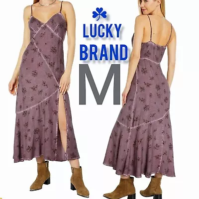 Buy Lucky Brand Women's Slip Midi Dress,  V-neck , Burgundy Mix.    • 57.85£