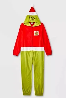 Buy Kids Dr Seuss The Grinch One Piece Pajamas Union Suit Boy Girl Christmas Costume • 30.67£