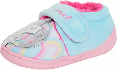 Buy Girls Unicorn Slippers Kids Sequin Rainbow Easy Fasten Fleece Lined Indoor Shoe • 13.32£