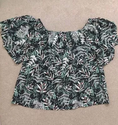Buy Studio Bardot Volume Short Sleeve Green Botanic Print Blouse Top T-shirt Size 20 • 4£