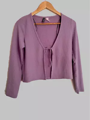 Buy H&M Divided Ribbed Purple Tie Front Cropped Cardigan, Size M • 1.99£