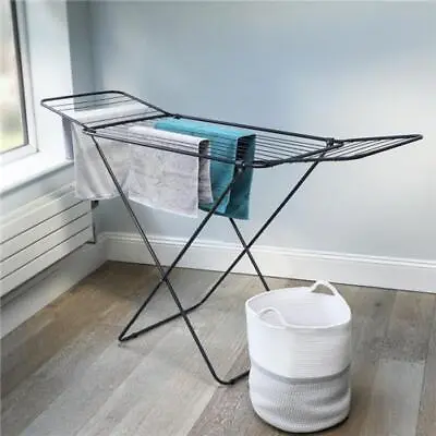 Buy 18M Clothes Airer Drying Rack Winged Indoor Outdoor Laundry Washing Line Black • 14.99£