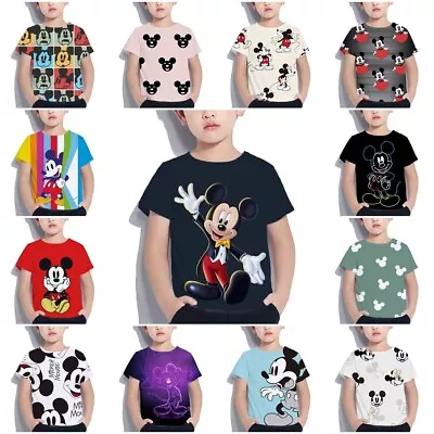 Buy Kids Boys Girls Disney Mickey Mouse Casual Short Sleeve T-Shirt Tee Top Gift UK • 6.99£