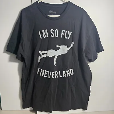 Buy Disney Peter Pan  Im So Fly I Never Land  Men's XL T Shirt Black Short Sleeves  • 15.66£