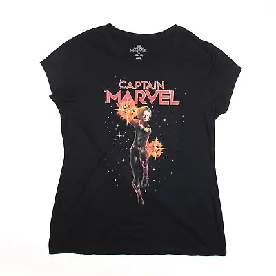 Buy MARVEL Girls Captain Marvel T-Shirt Black Short Sleeve 2XL • 6.99£