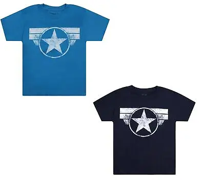 Buy Marvel Boys T-shirt Captain America Logo Kids 3 - 14 Years Blue Official • 9.99£
