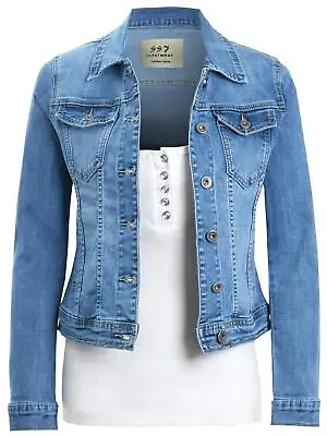 Buy Womens Size 14 12 10 8 16 Stretch Fitted Denim Jacket Ladies Jean Jackets Blue • 27.95£