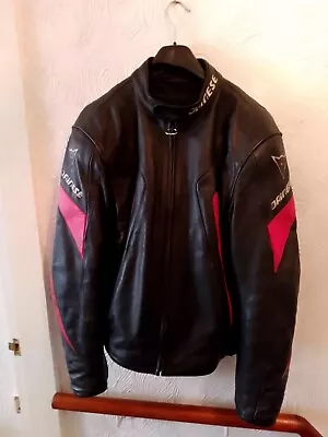 Buy Dainese Leather Motorcycle Jacket Black And Red UK44 EU54  • 139.99£