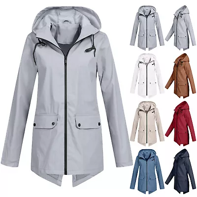 Buy NEW Womens Waterproof Raincoat Ladies Outdoor Wind Rain Forest Warm Jacket Coat • 14.55£