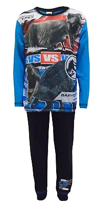 Buy Jurassic World Boys Pyjamas Blue & Black Cotton PJs Featuring T-Rex Vs Baryonyx • 9.29£