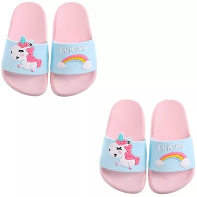 Buy  2pcs Cartoon Unicorn Pattern Slipper Anti Children Slippers For Boy Girl (Pink • 15.62£