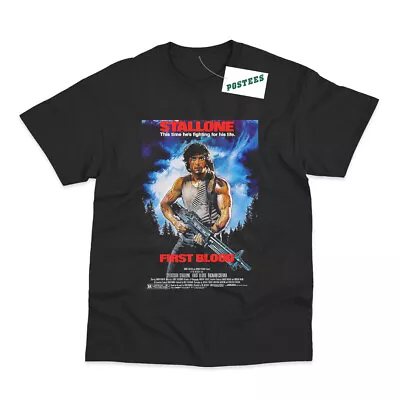 Buy Retro Movie Poster Inspired By Rambo First Blood DTG Printed T-Shirt • 14.45£