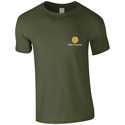 Buy Relic Hunter Metal Detector Detectorist Embroidered Men's T Shirt Gold Coin • 13.49£