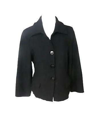 Buy Passport Boiled Wool Woman's Blazer Jacket Size 10 Black 100% Wool Button • 13.50£