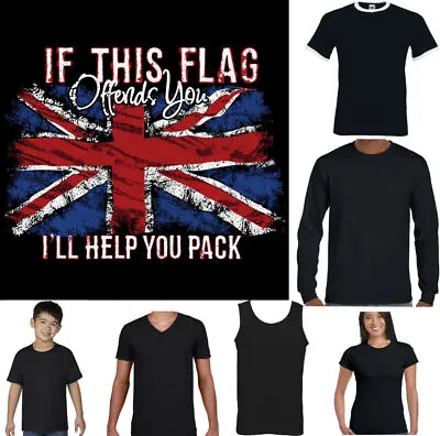 Buy UNION JACK T-SHIRT Mens If This Flag Offends You Immigration Rugby Football Top • 10.99£