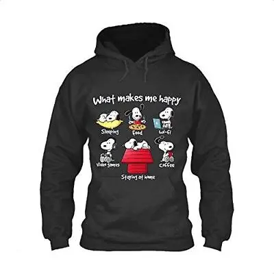 Buy WHAT MAKES ME HAPPY NOVELTY FUNNY Peanut Gang SNOOPY DOG HOODIE UNISEX Teen Gift • 15.99£