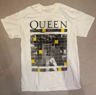 Buy Queen T Shirt Freddie Mercury Classic Rock Band Merch Tee Size Medium White • 13.50£