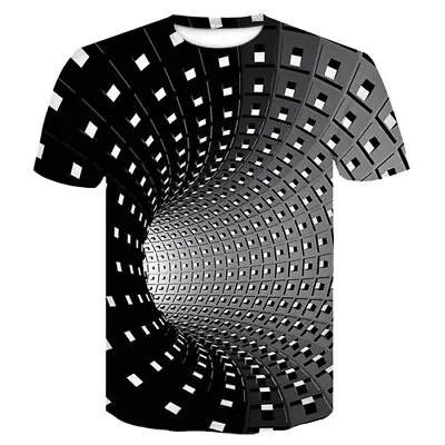 Buy 3D Printed Optical Fiber Vortex Illusion Women Men T-Shirt Short Sleeve Tee Tops • 10.78£